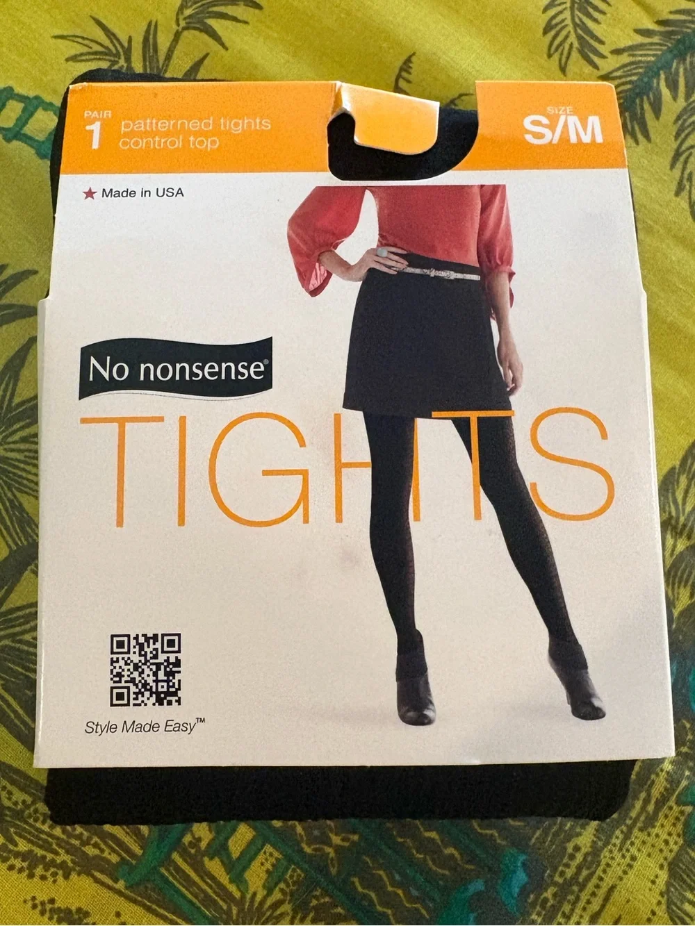 🌿 Free w/ any order! No nonsense Black Patterned Control Top Tights